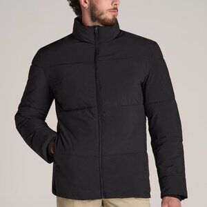 American Tall Stand Collar Puffer Coat Jacket for Tall Men in Black Size XLXL /